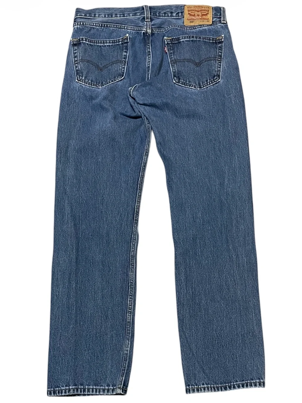 Men's Levi's 505 Regular Fit Straight Leg Jeans Dark Stonewash 34 x 34